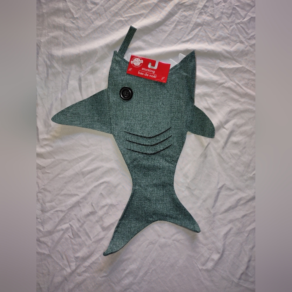 Shark Stocking Fishing Novelty Christmas Holiday Festive Coastal Ocean Gift